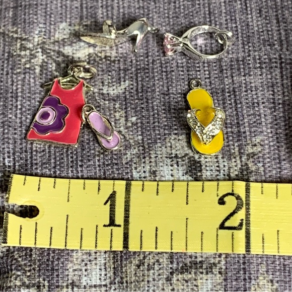 Set of 4 Enameled Flip Flop High Heel Summer Theme Charms for Bracelet - Picture 8 of 8